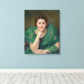 緑のロシアのスカーフをした女性のポートレート キャンバスプリント (インサイチュ (ウッドフロア))