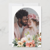 緑のロマンチックなフローラ水彩写真結婚の写真 招待状 (裏面)