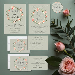 緑のロマンチックなローズリース ゲストブック