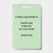 緑のロ企業のゴ従業員フォトバッジ バッジ (裏面)