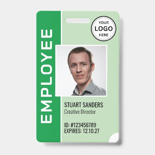緑のロ企業のゴ従業員フォトバッジ バッジ (正面)