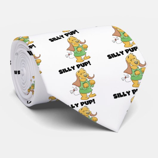 緑のワイシャツの間抜けな子犬のTシャツおよびギフト ネクタイ (ロール)