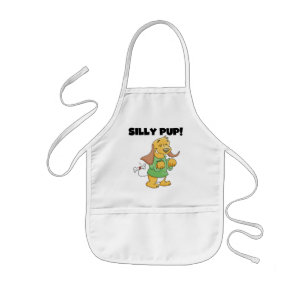 緑のワイシャツの間抜けな子犬のTシャツおよびギフト 子供用エプロン