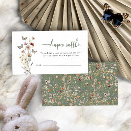 緑のワイルドフラワーおむつラッフル エンクロージャーカード