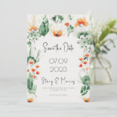 緑のワイルドフラワーフレーム日付を保存招待状 招待状 (スタンド正面)
