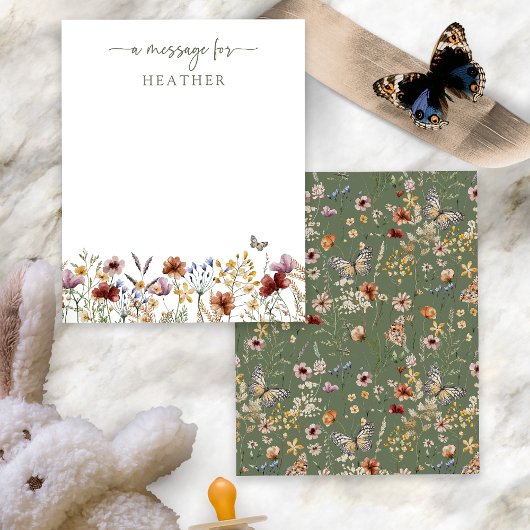 緑のワイルドフラワーメッセージカード