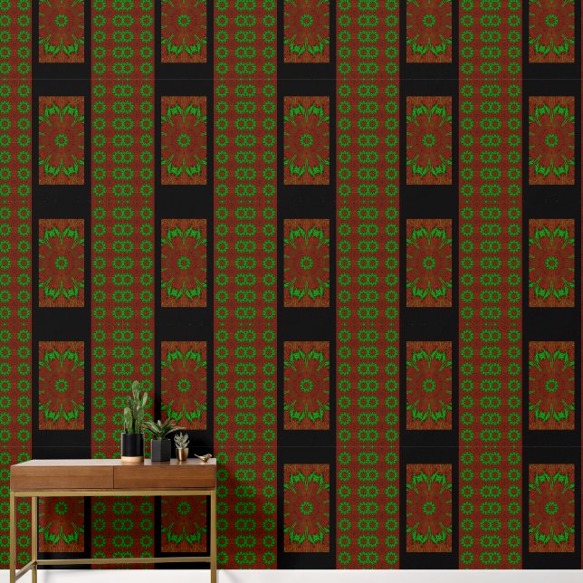 緑のワイルドフラワー（赤） 壁紙 (廊下)