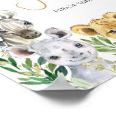 緑のワイルドワンサファリベイビーシャワーの好意 ポスター (角)