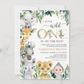 緑のワイルドワンサファリベイビーシャワー 招待状 (正面)