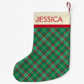 緑のヴィンテージのクリスマスの格子縞のクリスマスのストッキング スモールクリスマスストッキング (裏面)