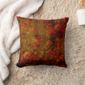 緑のヴィンテージのグランジな花の枕赤い花 クッション (ブランケット)