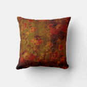 緑のヴィンテージのグランジな花の枕赤い花 クッション (裏面)