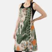 緑のヴィンテージの多汁のサボテンとオレンジの花  エプロン (インサイチュ)