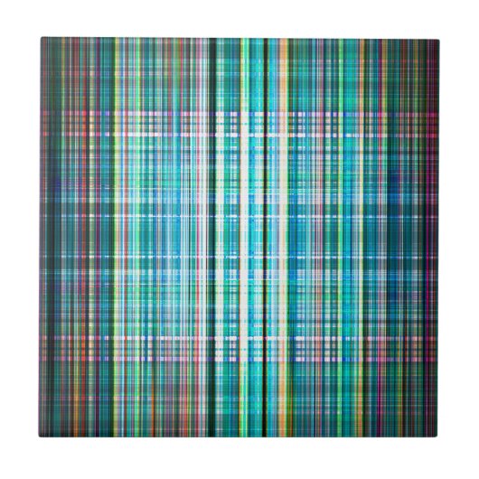 緑のヴィンテージの粗ストライプいパターン タイル (正面)