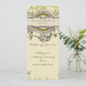 緑のヴィンテージの花柄の結婚式プログラム プログラム (スタンド正面)