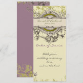 緑のヴィンテージの花柄の結婚式プログラム プログラム (正面/裏面)