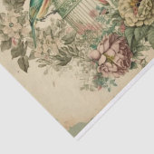 緑のヴィンテージの鳥と花の鳥の分離 薄葉紙 (詳細)