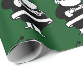 緑のヴィンテージの黒い及び白人の笑うサンタ ラッピングペーパー (ロールコーナー)