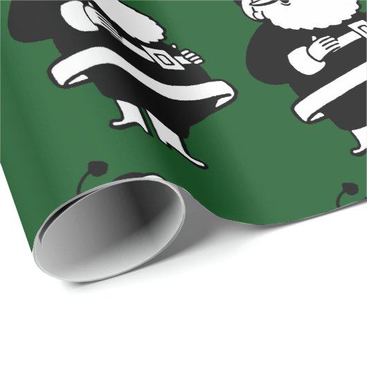 緑のヴィンテージの黒い及び白人の笑うサンタ ラッピングペーパー (ロールコーナー)