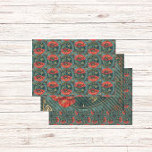 緑のヴィンテージアールデコフレームでポップ ラッピングペーパーシート