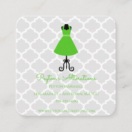 緑のヴィンテージドレスの船乗りと変更 スクエア名刺 (正面)