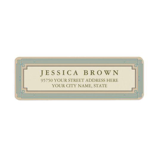 緑のヴィンテージフレームカスタム差出人住所ラベル ラベル (正面)