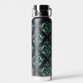 緑のヴィンテージフローラのマスクのパターン ウォーターボトル (背面)