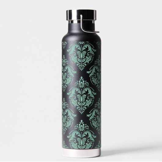 緑のヴィンテージフローラのマスクのパターン ウォーターボトル (左面)
