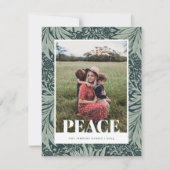 緑のヴィンテージフローラフォトクリスマスカード シーズンカード (正面)