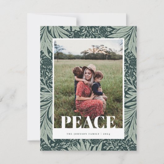 緑のヴィンテージフローラフォトクリスマスカード シーズンカード (正面)