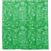 緑のヴィンテージペイズリーパターン シャワーカーテン (正面)