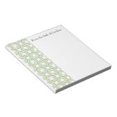 緑のヴィンテージ円パターンパーソナライズされたメモ帳 ノートパッド (アングル)