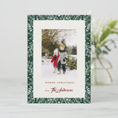 緑のヴィンテージ植物体フレームクリスマスフォトカード シーズンカード (スタンド正面)