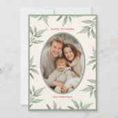 緑のヴィンテージ植物写真メリークリスマス シーズンカード (正面)