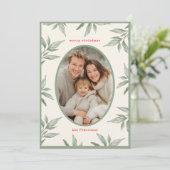 緑のヴィンテージ植物写真メリークリスマス シーズンカード (スタンド正面)