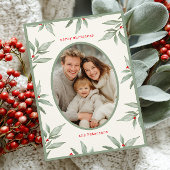 緑のヴィンテージ植物写真メリークリスマス シーズンカード