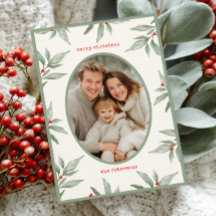 緑のヴィンテージ植物写真メリークリスマス