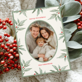 緑のヴィンテージ植物写真メリークリスマス シーズンカード