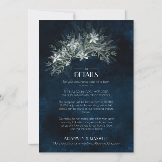 緑のヴィンテージ結婚花束の詳細 招待状 (正面)