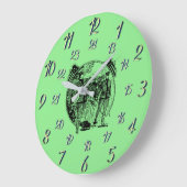 緑のヴィンテージ軍隊時間大型クロック ラージ壁時計 (傾斜)