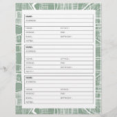 緑のヴィンテージ通りマップアドレス帳ページ (裏面)