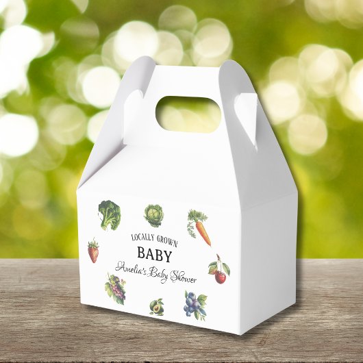緑のヴィンテージ野菜の地元で育った赤ちゃんシャワー フェイバーボックス