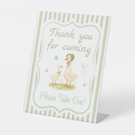 緑のヴィンテージ間抜けグースベイビーシャワー賛成 台座サイン