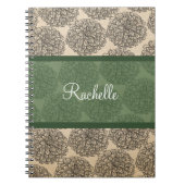 緑のヴィンテージ《植物》百日草ノートブック ノートブック (正面)