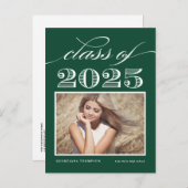 緑のヴィンテージ 2025年クラス フォト 卒業式 案内ポストカード (正面/裏面)