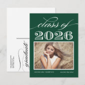 緑のヴィンテージ 2025年クラス フォト 卒業式 案内ポストカード (正面/裏面)