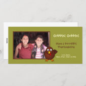 緑の七面鳥のゴブル感謝祭の写真の挨拶 シーズンカード (正面/裏面)