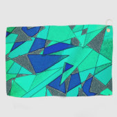 緑の三角形の切り出し、青い背景、粗い ゴルフタオル (横)