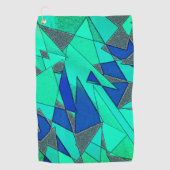 緑の三角形の切り出し、青い背景、粗い ゴルフタオル (正面)