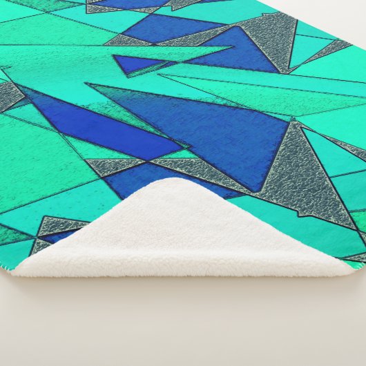 緑の三角形の切り出し、青い背景、粗い シェルパブランケット (3/4)